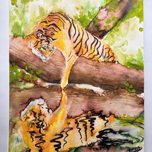 Introspective Tiger / original watercolor painting