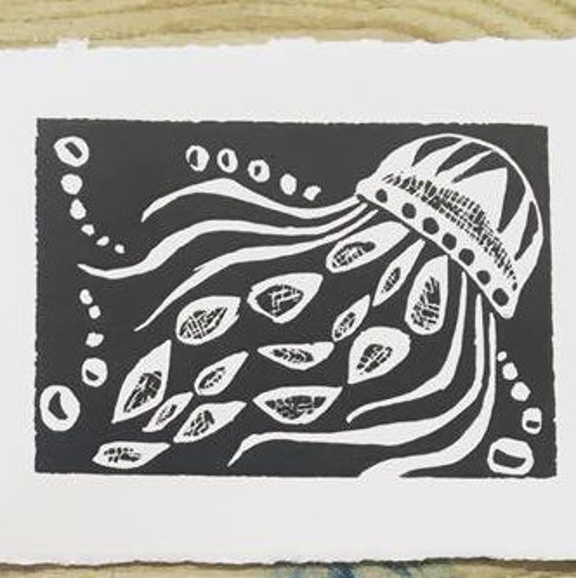 Jelly Fish Art Jellyfish Linocut Ocean Lover Gift Beach Art Etsy Norway