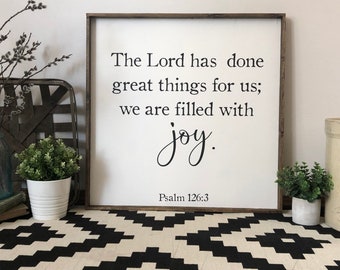 Psalm 126 framed wood sign, living room decor, farmhouse signs, wooden signs, bible verse, scripture wall decor, christian wall art, joy