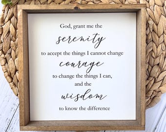 Serenity Prayer Small Wood Sign, Encouragement Gift, Scripture Prayer Sign, Recovery Gift, God grant me the serenity,