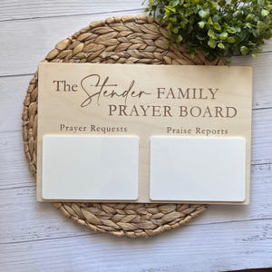 Tableau de prière familial personnalisé | Tableau magnétique effaçable à sec en bois | Demandes de prière et rapports de louanges | Décoration d'intérieur chrétienne
