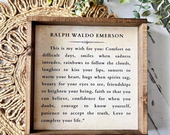 This Is My Wish For You Wooden Sign, Ralph Waldo Emerson Quote Wooden Sign, Small Frame Wood Sign, Inspirational Sign,