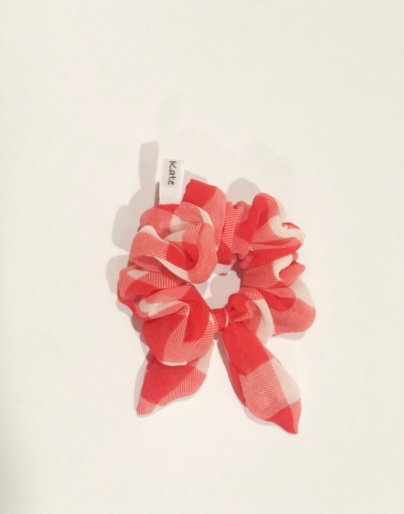 Red /& White Check Bow Scrunchie