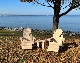 Set of 2 Michigan Pine Adirondack Chairs with UP table