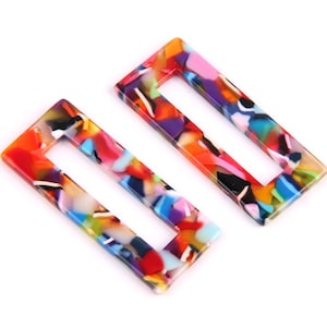6PCS+ Tortoise Shell Earring charms-Acetate Acrylic- Rectangle  Shaped Pendant-Earring findings-  jewelry supply-48*20MM  CS1012M