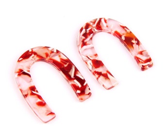 6PCS + Tortoise Shell acetaat Acrylic Diy Earring Charms-U vormige hanger-Earring connector met twee gaten-jewelry supply 35 * 27mmA1185C