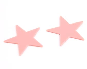 6PCSMD Boucle d’oreille acrylique Diy Charmes-Big Size Star Shaped Pendant -Earring findings - Coral pink - jewelry supply-52-51mm CS1025C