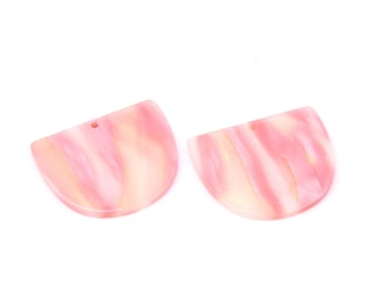 6PCS+ l Acetate Acrylic Earring Charms-D Shaped Pendant-Pink tone-Geometry connector Earring findings-jewelry supplies 35*29*2.5mm A1170B1