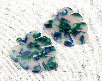 Acetato acrílico Diy pendientes pendientes pendientes hoja grande en forma de colgante, acetato tortuga Shell encanto pendiente hallazgos de joyería supplyCS005F
