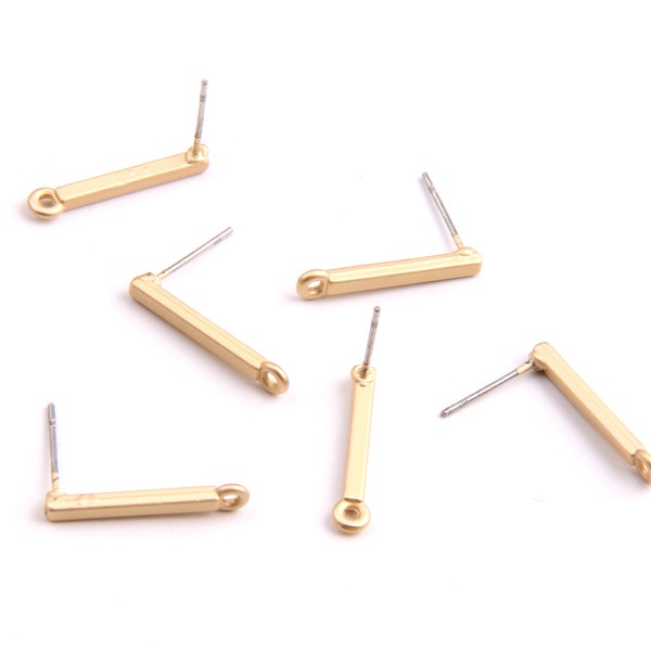 6PCS+  Matted gold Planted Zn Alloy Earring charm-Earring Stud/Post-stick/bar shaped-Connector-Earring findings-Jewelry Supply 20*3mm ZL1091