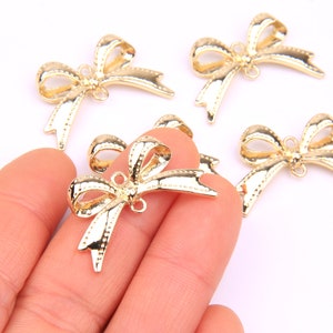 6PCS+  Charms for Valentine-gold Planted Zn Alloy Earring charm-Earring connector -Bow shape connector-Earring findings Supply29*18mm ZL1218