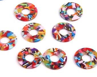 6PCS+ Tortoise Shell 26mm(1.02") Acetate Acrylic Earring Charms- Circle Shaped Pendant-Earring findings-jewelry supply A1160H