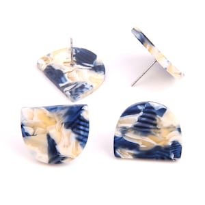 6PCS+ Tortoise Shell Acetate Acrylic Earring Stud -D shaped-stud earring -Earring findings-Jewelry Supplies 20*16mm A1333G