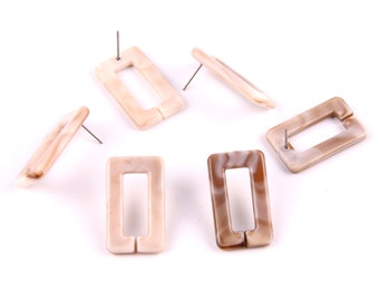 6pcs + Harz Ohrring Stud/Post Charme-Ohrring-Anschluss-Rechteck geformt - Ohrhaken - Schmuck Versorgung 30*17mm(1.18"*0.7") E1006A