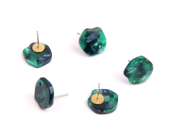 6PCS+ Tortoise Shell Acetate Acrylic Earring Stud/post charm-Special round  shaped-connector-Earring findings-Jewelry Supplies 15mm H1004A