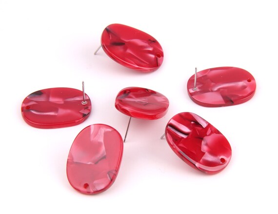6PCS+ Tortoise Shell Celluloid Acetate Acrylic Earring Stud/post charm-Oval shaped-connector-Earring findings-Jewelry Supplies A1155E