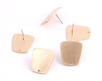 6PCS+ Matted Gold Planted Zn Alloy Earring charm-Trapezoid shaped-Earring pos/stud-earring  findings-Jewelry Supplies19.5*21.5mm  ZL1129