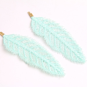 6PCS+  Embroidery leaf with brass Charms - Leaf shape earring pandent-earring Connector- earring findings-Jewelry Supplies -26*80mm-K1001B