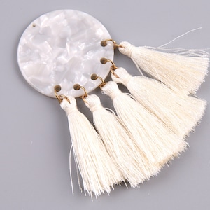2PCS+ Tortoise Shell Acetate Earring Charms-Circle Holes With Tassels Pendant-Earring Findings-Jewelry Supply 42*84mm A1130K