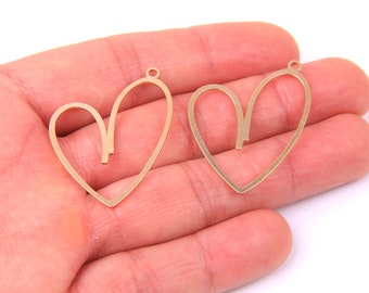 Brass earring charms-Heart shape Earring pandent-Cute Raw Brass earring-Pretty geometry earring  findings-Jewelry Supplies-28*35mm D1286