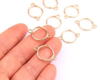 6PCS+ gold plated Zn Alloy Earring charms-Circle shape Earring -twe holes Eearring connectors- Earring findings and Supply 15*20mm ZL1221