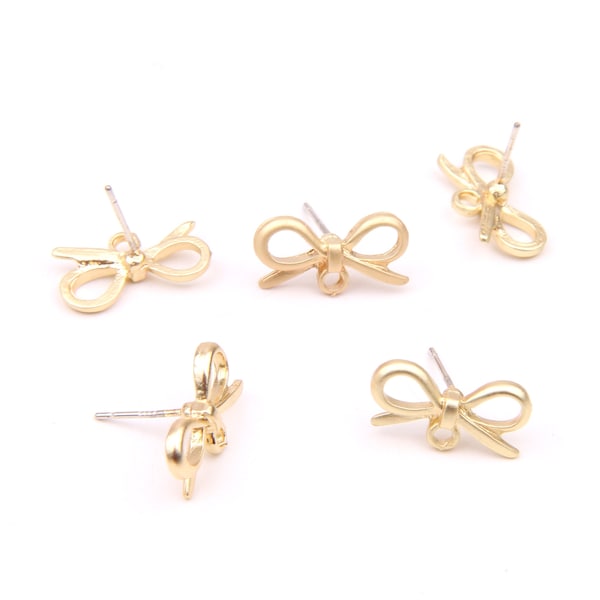 6PCS+  Charms for Valentine-Matted gold Plated Zn Alloy Earring charm-Earring Stud/Post -Bow shaped-Earring findings Supply15*9mm ZL1194