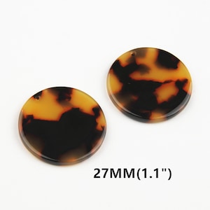4PCS Acetate Acrylic Earring round Coin shaped pendant Charms,Tortoise Shell Earrings,Tortoiseshell Earring Finding 27 x 27 x 2.5mm- CS8001D