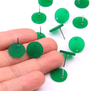 6PCS+ Matte Acrylic Earring Stud-Circle shape post-Rubber paint spraying -Candy Red charm-Earring findings-jewelry supplies 15mm A1342F