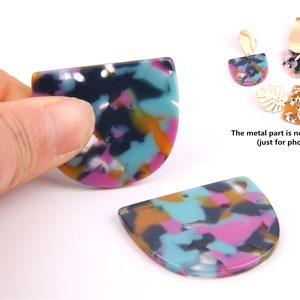 6PCS+ Tortoise Shell Acetate Acrylic Earring Charms-Navette Shaped Pendant-Multicolor-Earring findings-jewelry supplies 35*29*2.5mm A1170A