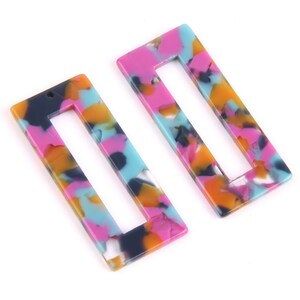 6PCS+ Tortoise Shell Earring charms-Acetate Acrylic-Rectangle Shaped Pendant-Multicolor-Earring findings-  jewelry supply-48*20MM  CS1012FF