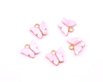 6PCS+ Butterfly Charms-White and golden earring Pendant-Necklace charms-Butterfly earrings-Patchwork-jewelry supplies 12*14mm A1340B