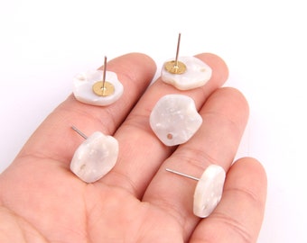 6PCS+ Tortoise Shell Acetate Acrylic Earring Stud/post charm-Special round shaped-connector-Earring findings-Jewelry Supplies 15mm H1004G