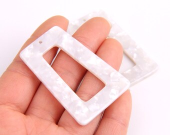 6PCS+ Tortoise Shell Acetate Acrylic Earring Charms-Trapezoid Shaped Pendant-white- Earring findings-jewelry supply 34.5*49.5mm A1309A