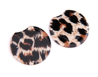6PCS+  Acrylic Earring Charms-Special round Shaped Pendant-Leopard print-Earring findings-jewelry supply37mm x 35mm x 2.5mm A1043AA