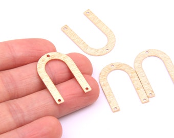 6PCS+ Raw Brass earring connector-U shape earring charms with holes-Brass earring-earring findings-Jewelry Supplies-20*28MM D1257
