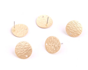 6PCS+ Matted gold Planted(dull gold) Zn Alloy Earring charm- Earring Stud/Post -Curl Round shaped-Earring findings Supply 14mm ZL1180