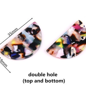 6PCS+ Tortoise Shell Acetate Acrylic Earring Charms,Semi-circle Shaped Pendant,earring connector-earring finding-jewelry supply A1196B