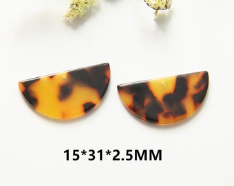 Acetato acrílico Diy pendiente encantos semicírculo y D en forma de colgante de la tortuga Shell encanto pendiente hallazgos suministro de joyería CS4001A