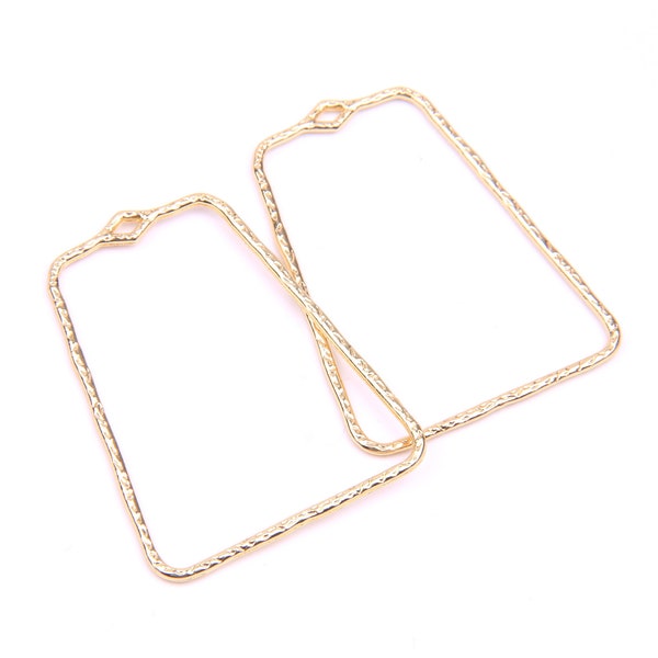 6PCS+ Polished Gold Plated Zn Alloy Earring charms-earring hoop-Beauty Trapezoid shape-Earring pendant-Jewelry Supplies  25*40mm ZL1193