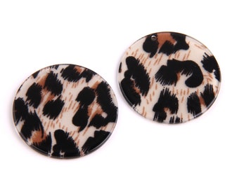 6PCS+  Acrylic Earring Charms-Round Shaped Pendant-Leopard pattern Earring findings-jewelry supplies40mm A1296A