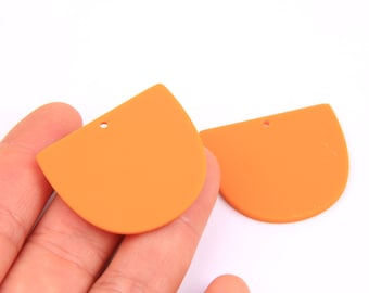 6PCS + Acrílico Mate Pendientes Charms-D Colgante en Forma de D-Pulverización de pintura de goma-Color naranja sólido-Hallazgos de pendientes-suministro de joyería 35 * 29 mm A1340W