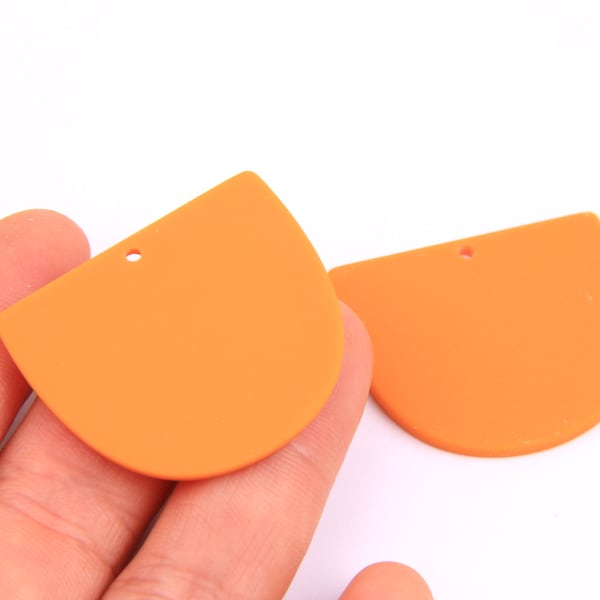 6PCS+ Matte Acrylic Earring Charms-D Shaped Pendant-Rubber paint spraying-Solid orange color-Earring findings-jewelry supply 35*29mm A1340W