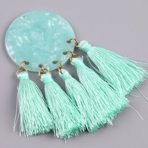 2PCS+ Tortoise Shell Acetate Earring Charms-Circle Holes With Tassels Pendant-Earring Findings-Jewelry Supply 42*84mm A1130J