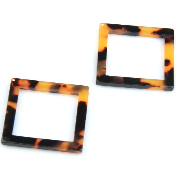 4pcs Tortoise Shell Earrings Acetate Acrylic Earring Charms Square Shaped Pendant  Earring Findings diy jewelly supply CS4052A