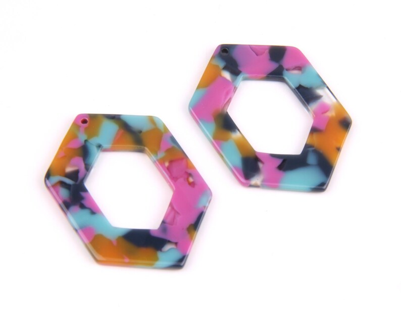 6PCS+ Tortoise Acetate Weekly update Acrylic Pen Washington Mall Charms-Hexagon Shaped Earring