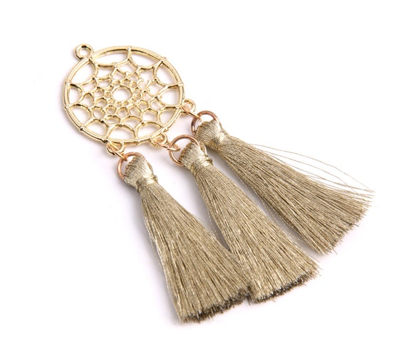 6PCS+ Gold plated Zinc alloy Charms with gold color thread tassels-Earring pendantFindings-Jewelry Supply 25*72mm ZL1158
