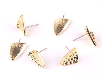 6PCS  Gold Planted Zn Alloy Earring charm-Earring Stud/Post-Triangle spot shaped-Connector-Earring findings-Jewelry Supplies 11*15mm  ZL1015