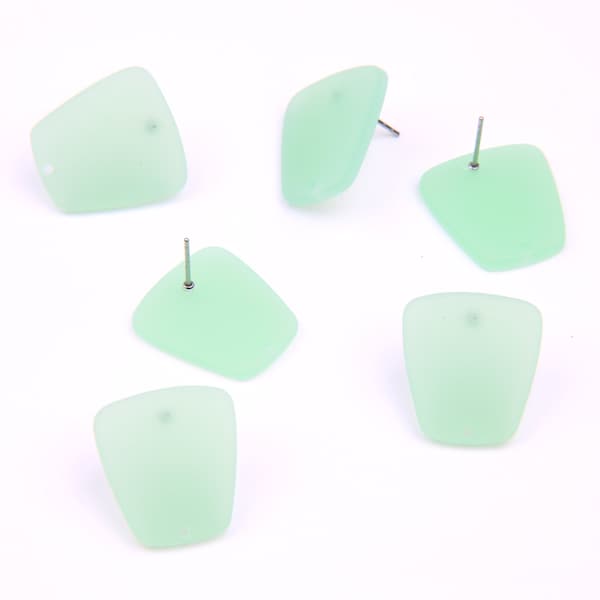 6PCS+ Matte Acrylic Earring Post/Stud-trapezoid shaped-connector-Rubber paint spraying-Earring findings-jewelry supplies 20*22mm A1343C