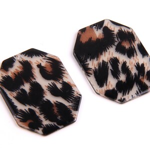 6PCS+  Acrylic Earring Charms-Octagon Shaped Pendant-Leopard pattern Earring findings-jewelry supplies 33*44mm A1295A