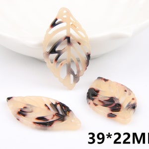 Acetate Acrylic Diy Earring Charms  Leaf  Shaped Pendant Acetate Tortoise Shell charm  Earring findings  jewelry supply CS10111F